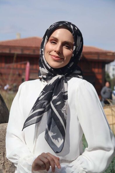 SILK GARDEN EŞARP - SİYAH - 3