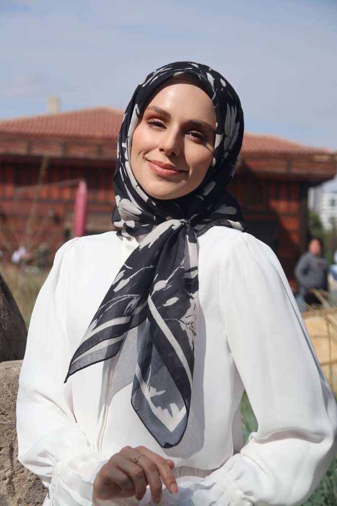 SILK GARDEN EŞARP - SİYAH - 3