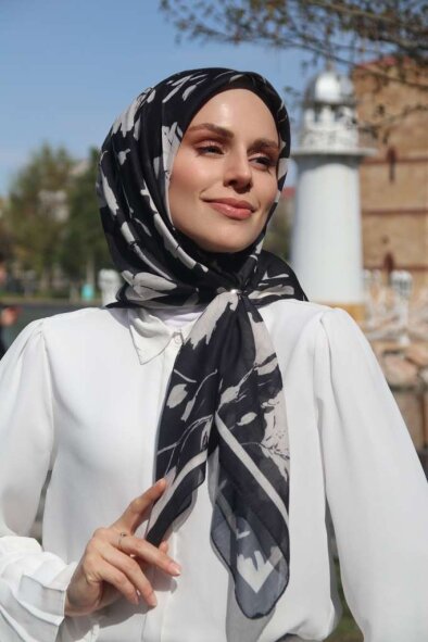 SILK GARDEN EŞARP - SİYAH 