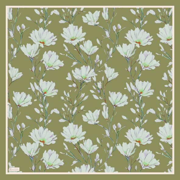 SILK GARDEN EŞARP - ZEYTİN YEŞİLİ - 2