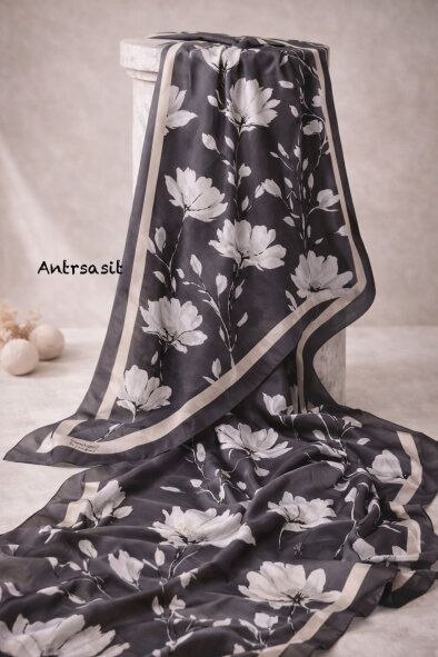 SİLK GARDEN ŞAL - ANTRASİT - 