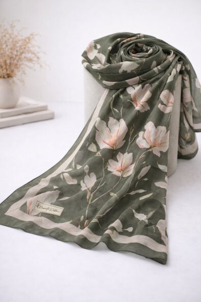 SİLK GARDEN ŞAL - DERİN HAKİ - 