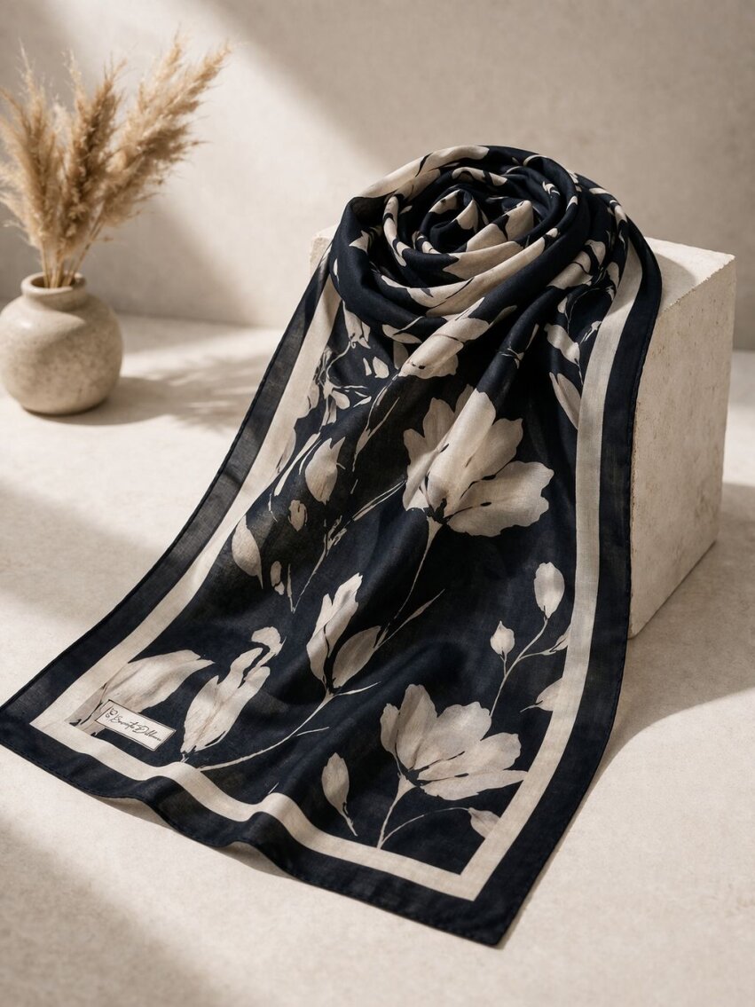 SİLK GARDEN ŞAL - SİYAH - 2