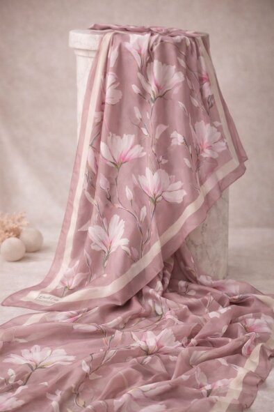 SİLK GARDEN ŞAL - VİNTAGE GÜL - 