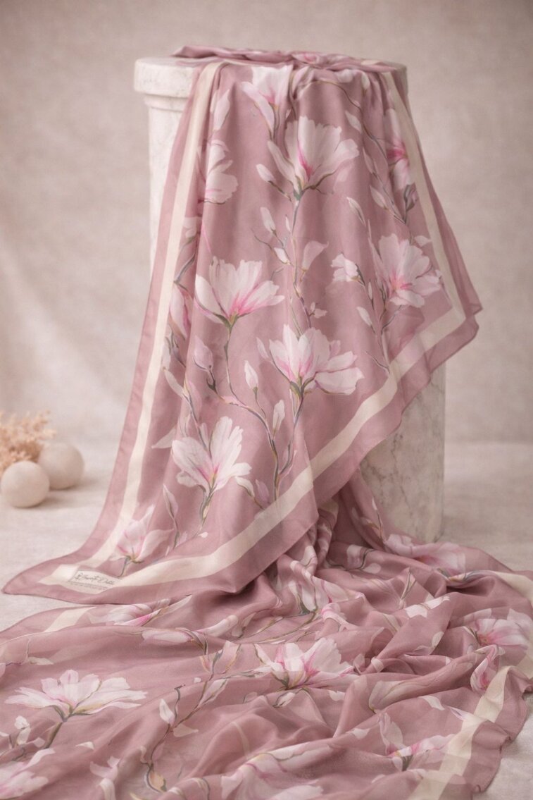 SİLK GARDEN ŞAL - VİNTAGE GÜL - 1