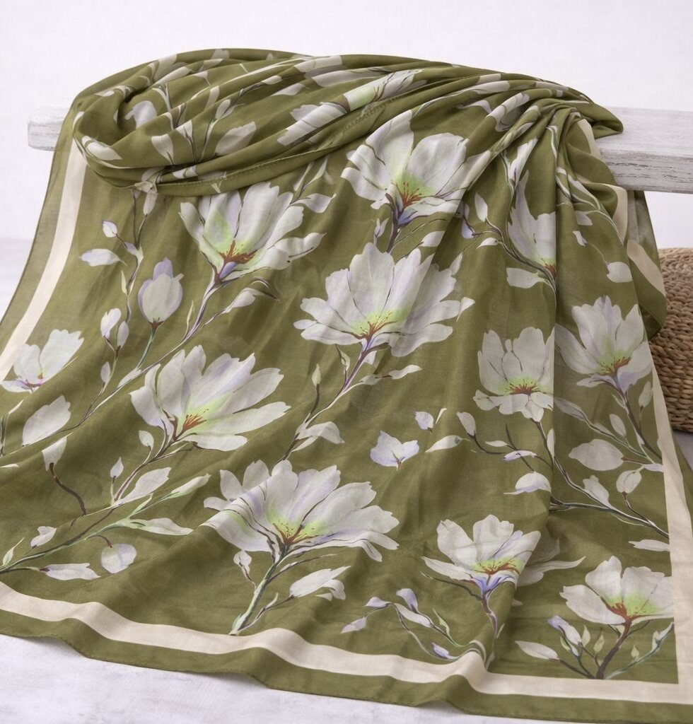 SİLK GARDEN ŞAL - ZEYTİN YEŞİLİ - 2