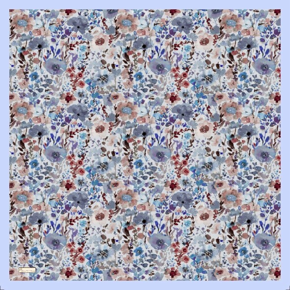 SULU BOYA ÇİÇEK DESEN EŞARP - BEBE MAVİSİ - 2