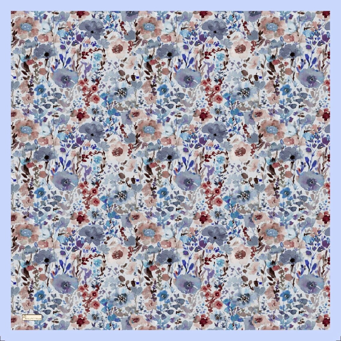 SULU BOYA ÇİÇEK DESEN EŞARP - BEBE MAVİSİ - 2