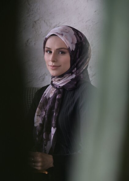 VELVET BLOOM EŞARP - GECE MENEKŞESİ - 