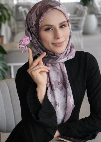 VELVET BLOOM EŞARP - GÜL KURUSU - 