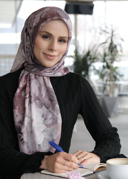 VELVET BLOOM EŞARP - GÜL KURUSU - 2