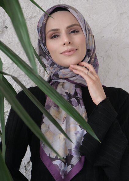 VELVET BLOOM EŞARP - KADİFE MORU - 