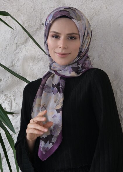 VELVET BLOOM EŞARP - KADİFE MORU - 2