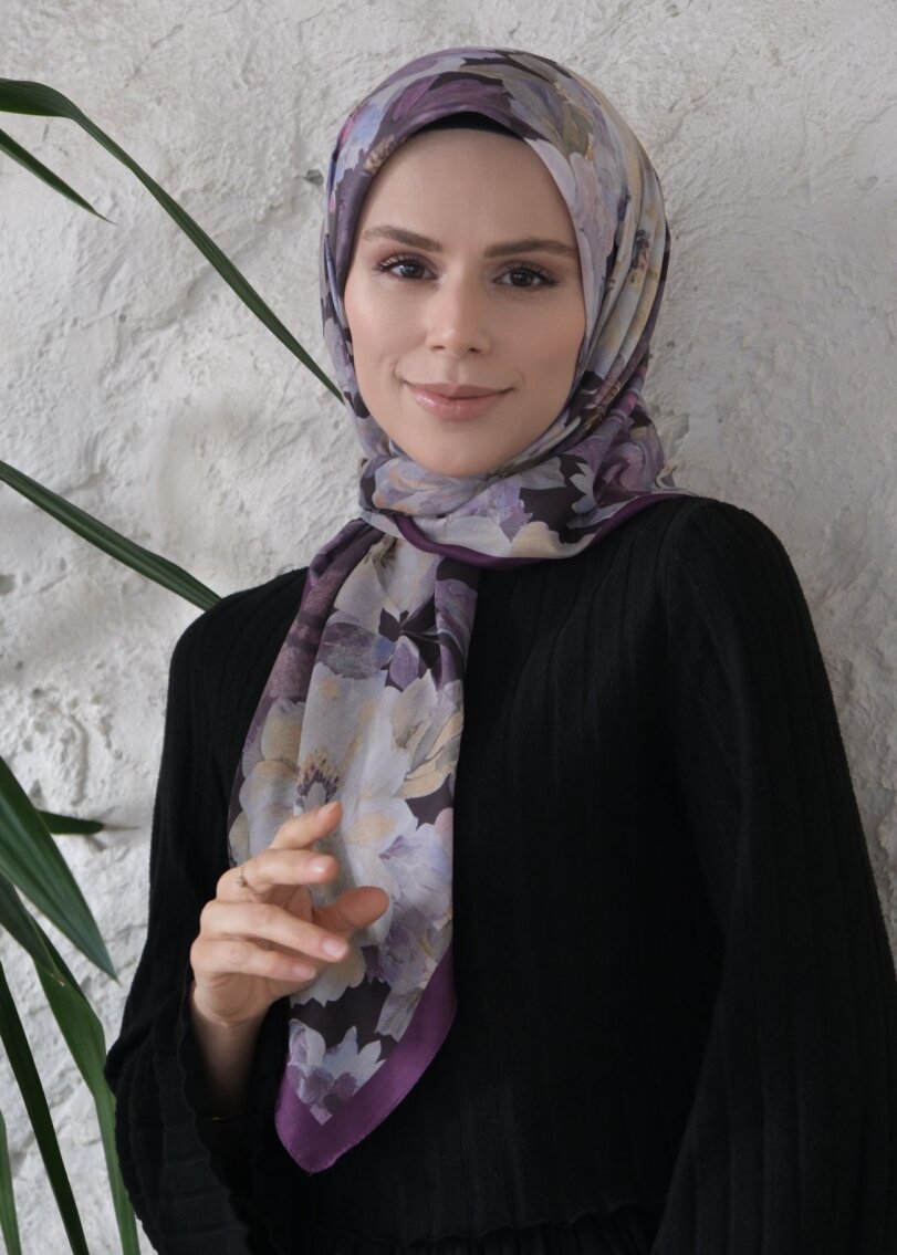 VELVET BLOOM EŞARP - KADİFE MORU - 2