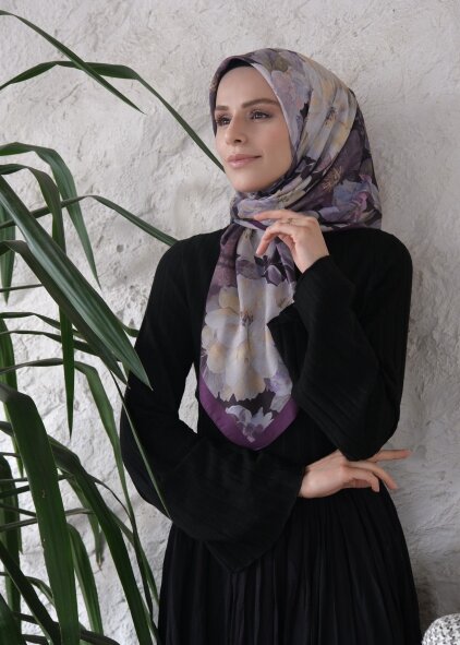 VELVET BLOOM EŞARP - KADİFE MORU - 3