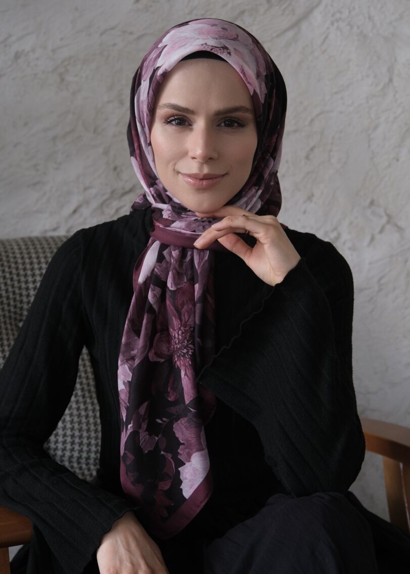 VELVET BLOOM EŞARP - ŞARABİ - 1