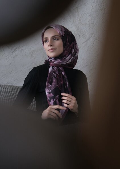 VELVET BLOOM EŞARP - ŞARABİ - 2