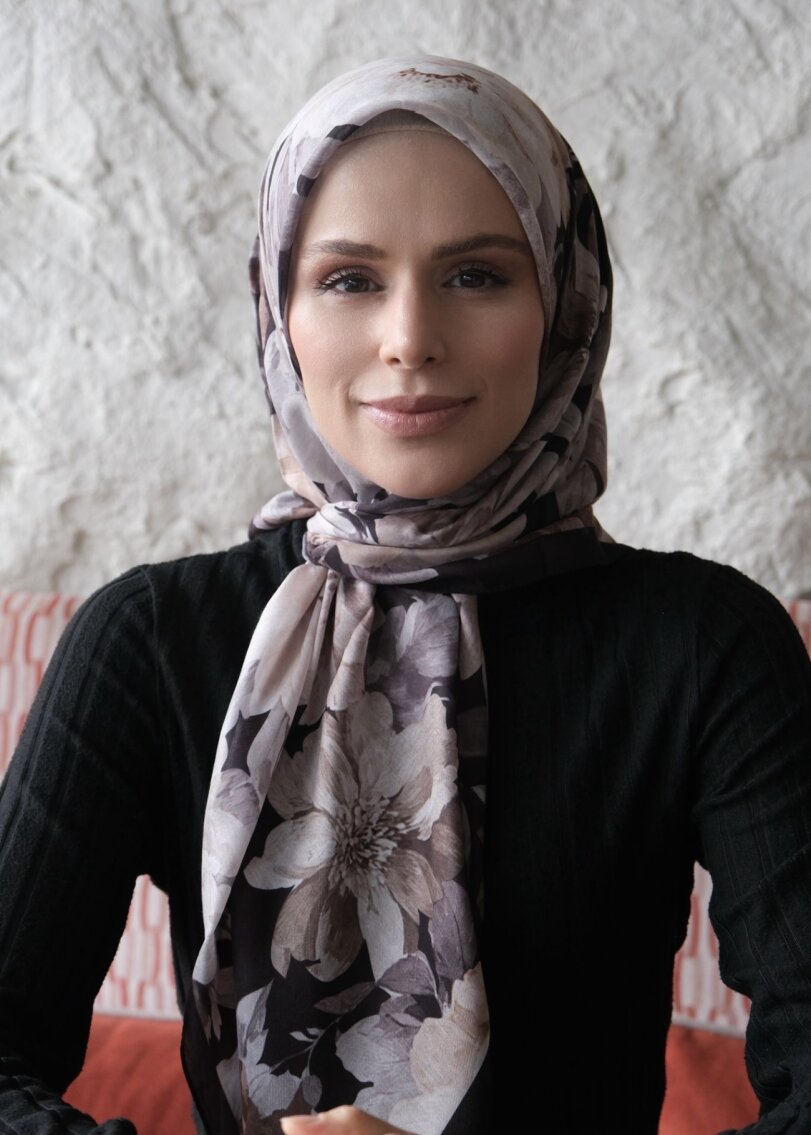 VELVET BLOOM EŞARP - SİYAH BEJ - 2