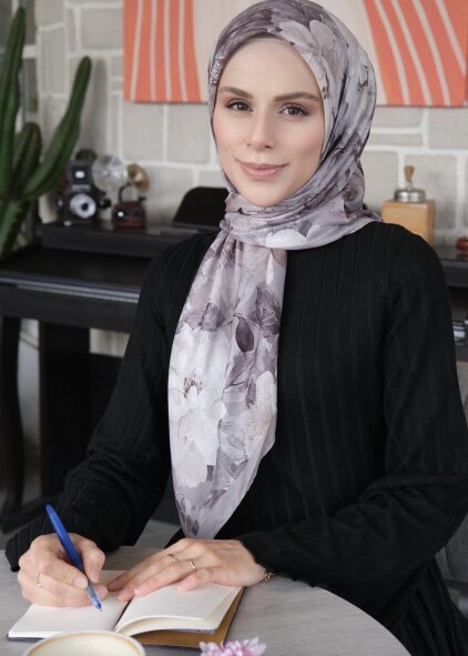 VELVET BLOOM EŞARP - VİZON - 