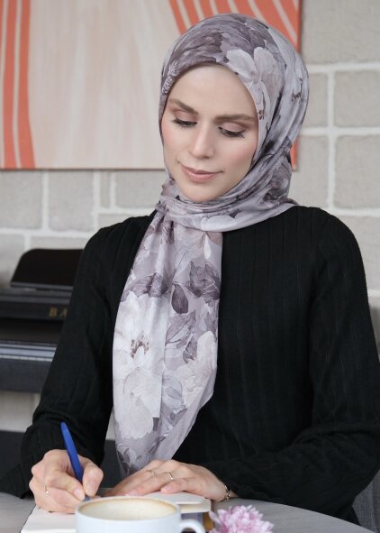 VELVET BLOOM EŞARP - VİZON - 2