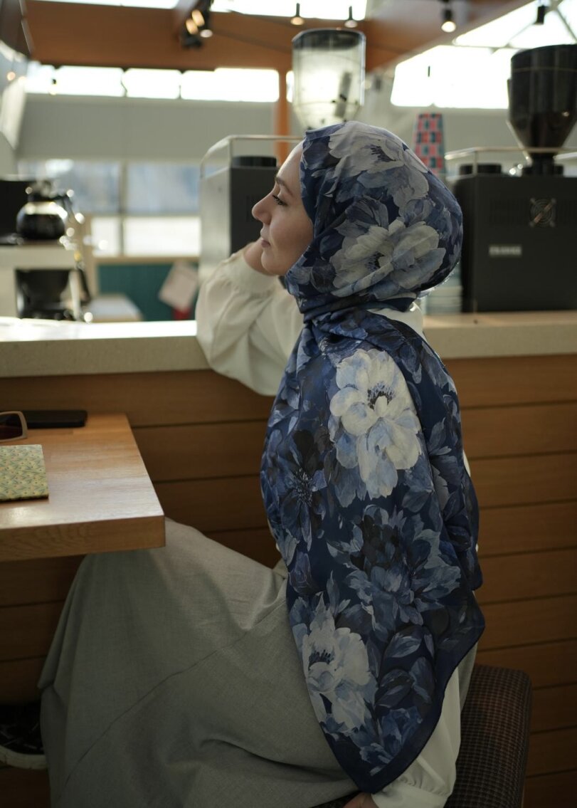 VELVET BLOOM ŞAL - GECE MAVISI - 1