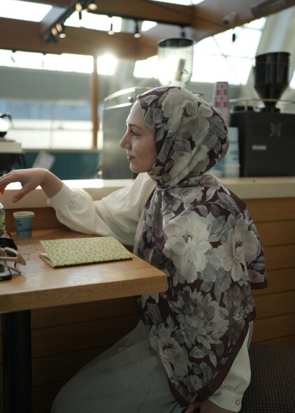 VELVET BLOOM ŞAL - KIZIL KAHVE - 2