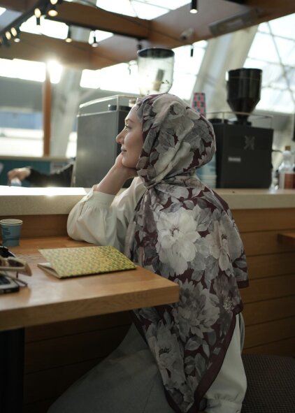 VELVET BLOOM ŞAL - KIZIL KAHVE - 