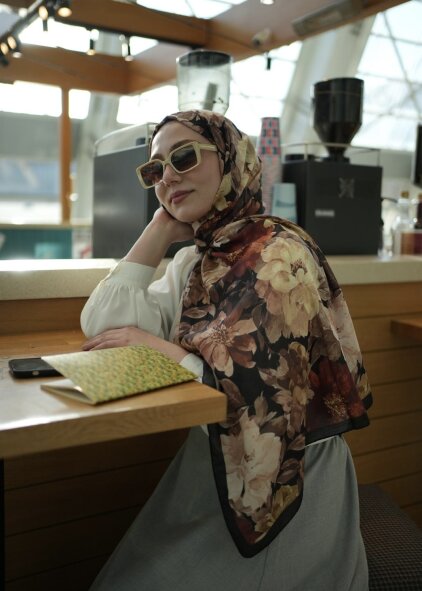 VELVET BLOOM ŞAL - SİYAH - AUTUMN - 3