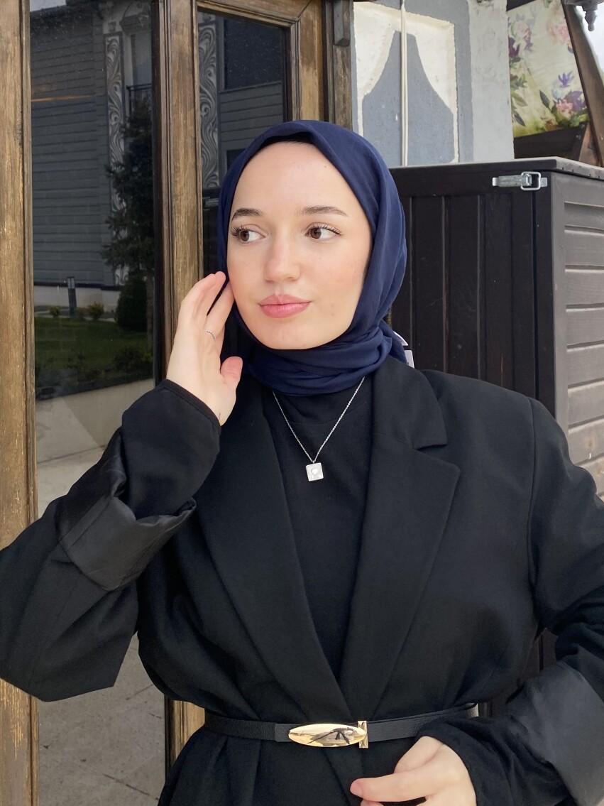 VİSKON VUAL EŞARP - KOYU LACİVERT - 1