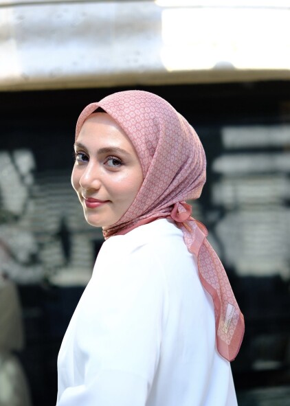 YONCA DESEN EŞARP - KAHVEMSİ PEMBE - 