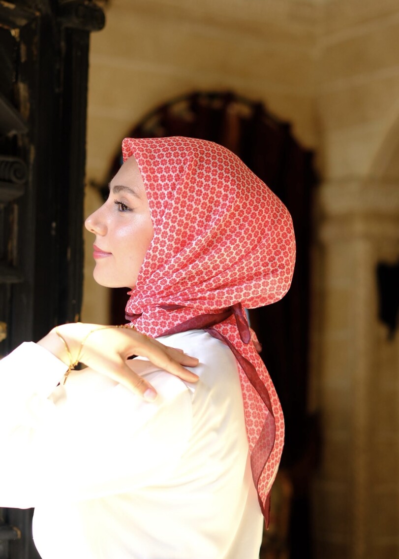 YONCA DESEN EŞARP - NAR ÇİÇEĞİ - 1