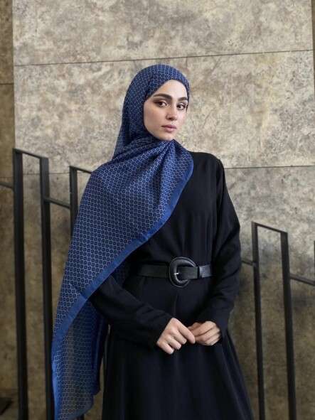 YONCA DESEN ŞAL - KOT MAVİ - 2