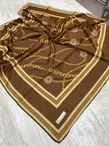 ZİNCİR DESEN EŞARP - ÇİKOLATA KAHVE - 6