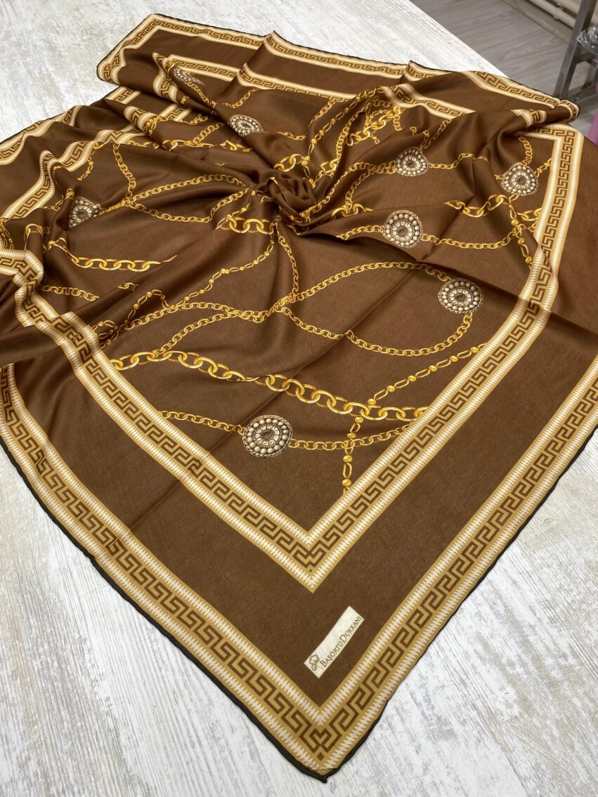 ZİNCİR DESEN EŞARP - ÇİKOLATA KAHVE - 6