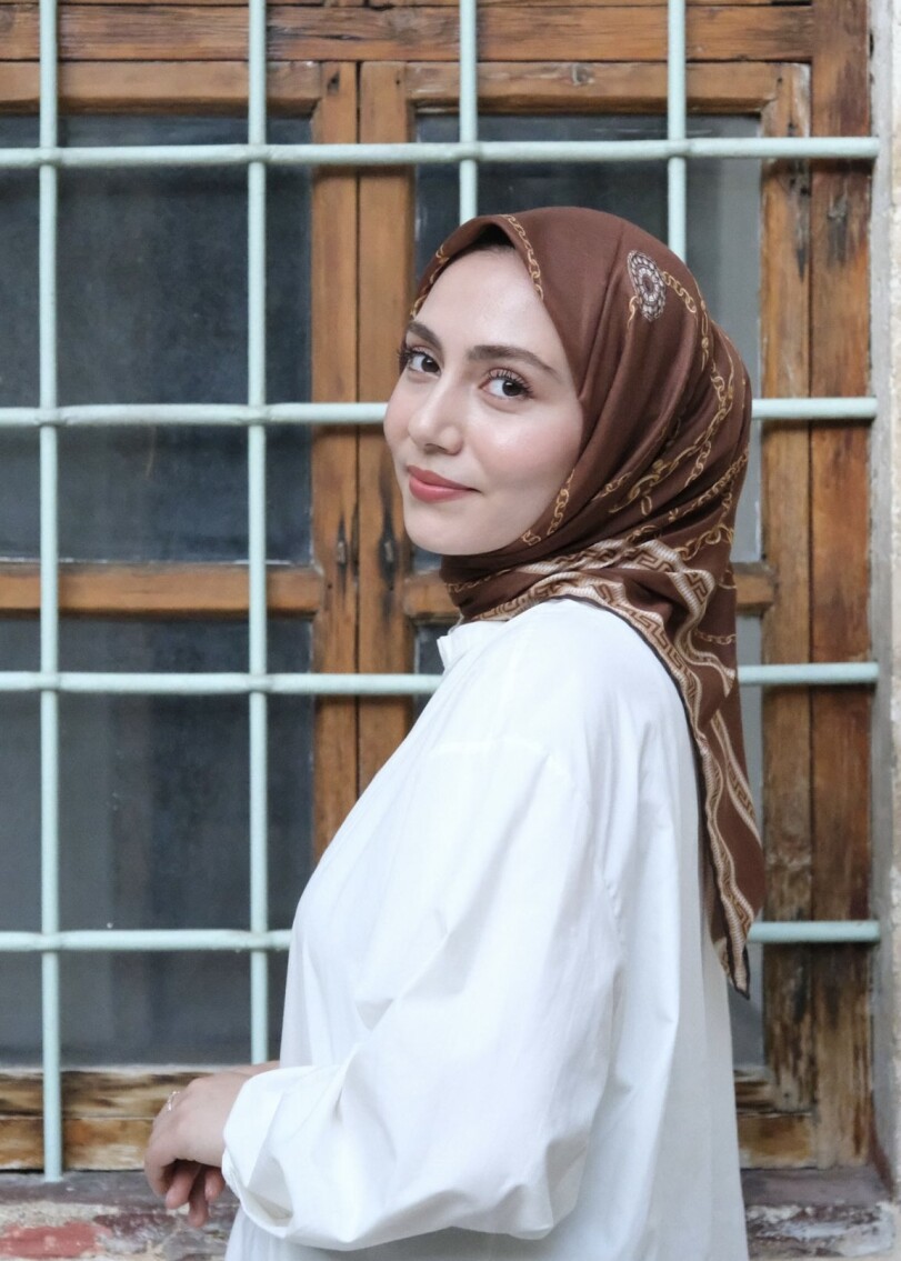 ZİNCİR DESEN EŞARP - ÇİKOLATA KAHVE - 3