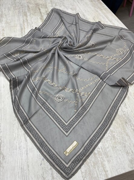 ZİNCİR DESEN EŞARP - GRİ - 3