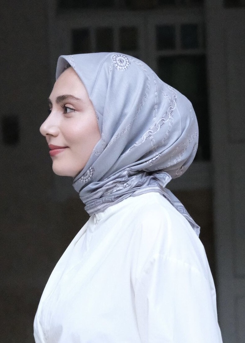 ZİNCİR DESEN EŞARP - GRİ - 2