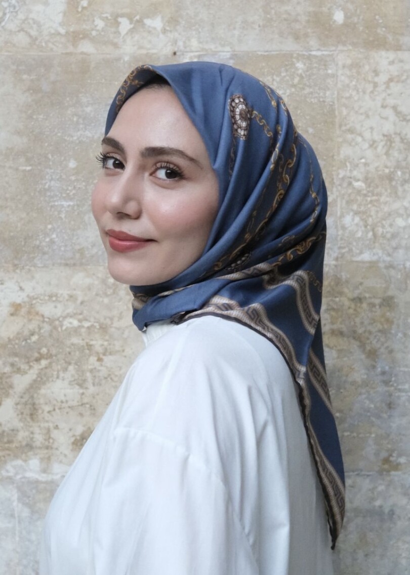 ZİNCİR DESEN EŞARP - İNDİGO - 1